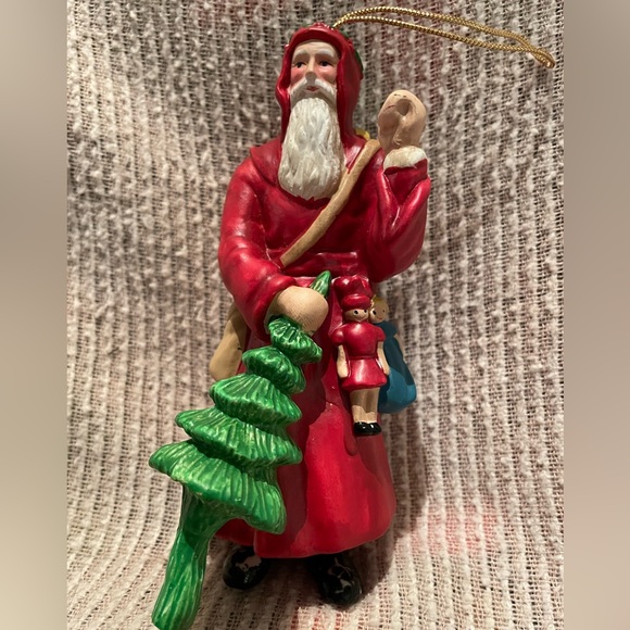 Santa Clause Christmas Ornament. It’s not ceramic, it feels Papier Mache’to me. - Picture 1 of 6